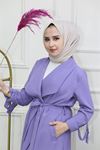 Kolu Katlamalı Trenç-lila
