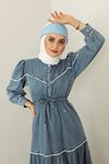 Kadın Beli Bağıcıklı  Kot Elbise-mavi