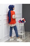 Kadın ekose detaylı Sweat-oranj