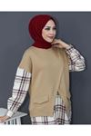  Kadın ekose detaylı Sweat-camel