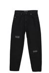 Kadın Yamalı Denim Pantolon-siyah