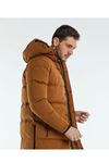 Fermuar Detaylı Erkek Şişme Mont-Camel