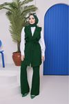 OLİVİA FIRFIRLI KREP YELEK TAKIM - YEŞİL