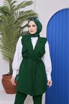 OLİVİA FIRFIRLI KREP YELEK TAKIM - YEŞİL