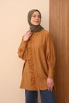 Fırfır Detaylı Tensel Gömlek Tunik-Camel