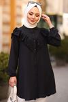 Dantelli Ayrobin Tunik -Siyah