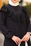 Dantelli Ayrobin Tunik -Siyah