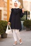 Dantelli Ayrobin Tunik -Siyah