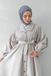Oversize Beli Lastikli  Trençkot-Taş