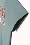Pamuklu Baskılı Bisiklet Yaka Oversize T-Shirt-yeşil