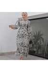 Kadın Desenli Keten Kadın Elbise