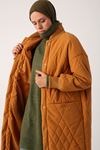 Oversize Ribanalı Baklava Desenli Kapitone Mont-Hardal