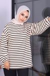 My Magazin 6823 Kadın İki İplik Çizgili Sweat