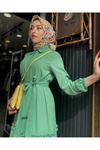  Petek Kumaş Kadın Elbise-Yeşil