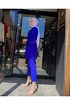  Yaka Taş İşlemeli Takım-Saks