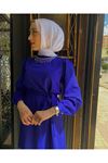  Yaka Taş İşlemeli Takım-Saks