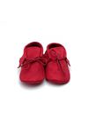 Baby Tuğra El Yapımı Bağcıklı Makosen Patik Bebek Ayakkabı - Kırmızı
