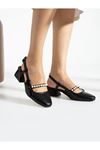 LEXA  İnci Detay Topuklu Kadın Ayakkabı-Siyah