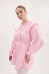 DACRON YAKA İŞLEMELİ GÖMLEK - PEMBE