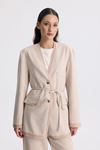 ŞERİT DETAYLI BLAZER CEKET TAKIM - TAŞ