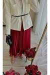  Allure Şifon Pilise Etek-Bordo