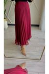  Allure Şifon Pilise Etek-Bordo