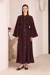Elan Dik Piliseli Premium Elbise - Bordo