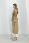 Kadın Kuşaklı Düğmeli Oversize Tunik-Haki