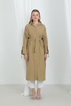 Kadın Kuşaklı Düğmeli Oversize Tunik-Haki