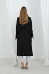 Kadın Kuşaklı Düğmeli Oversize Tunik-Siyah