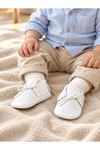 Baby Tuğra el yapımı Bağcıklı Makosen Patik Bebek Ayakkabı - Beyaz